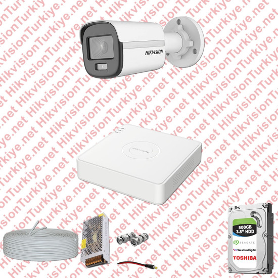 Hikvision Colorvu Gece Renkli 01 Kameralı Set 500GB Hdd